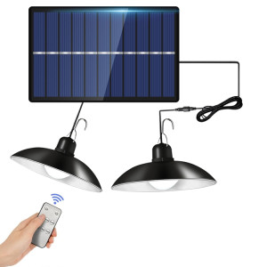 Lustre à ampoule LED solaire d'extérieur étanche IP65, lumières d'intérieur, spécifications : double lumière blanche avec télécommande SH91041789-20